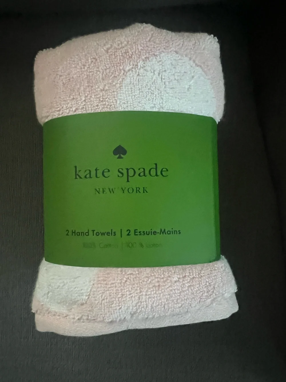 Kate Spade Polka Dots  Pink Hand Towel Set 2 pc
